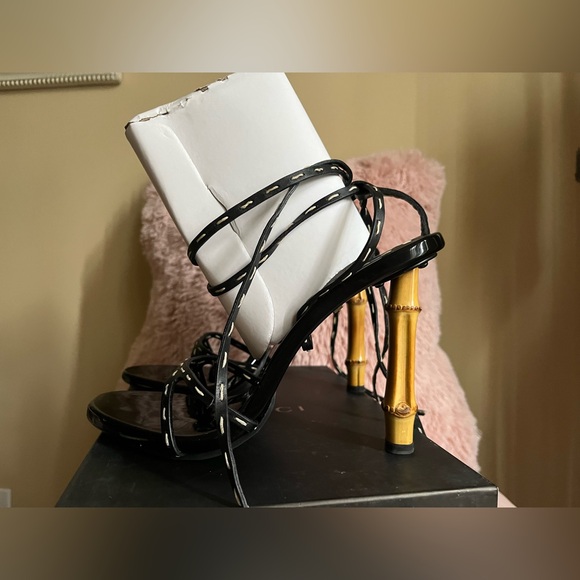 GUCCI x Tom Ford NWT VERY RARE VINTAGE BAMBOO HEEL SANDALS💕Size 8 1/2 NEW IN BOX - Picture 4 of 13